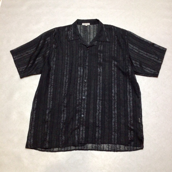 Prestige Black Button Down Short Sleeve Shirt, Size XXL - Picture 1 of 13
